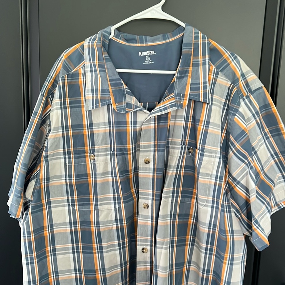 King Size 4xl Plaid short sleeved